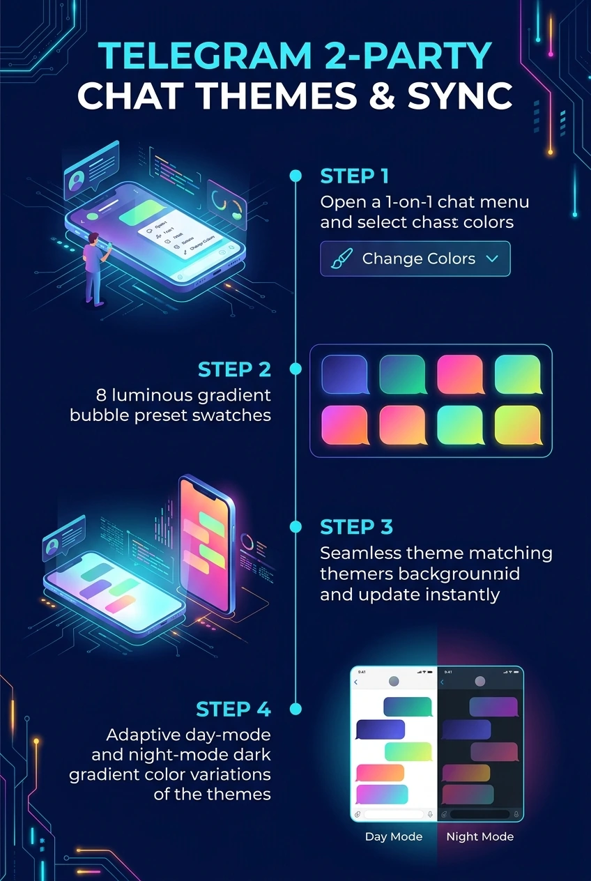 Infographic summarising Telegram per-chat themes and their day and night variants