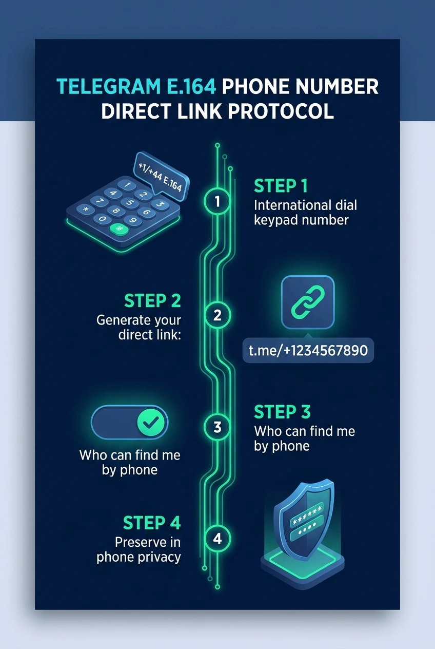 Infographic summarising Telegram phone number links and privacy considerations