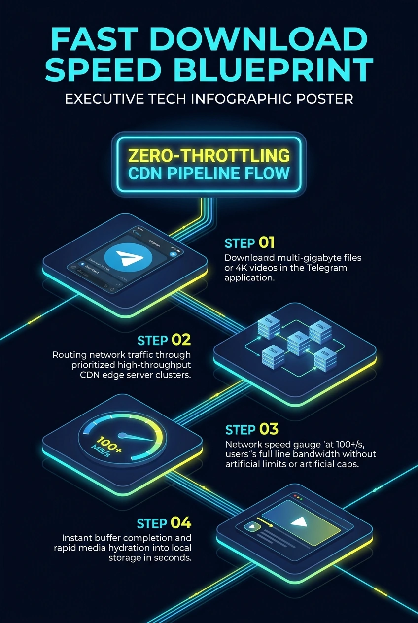 Infographic summarising Telegram Premium faster download speeds