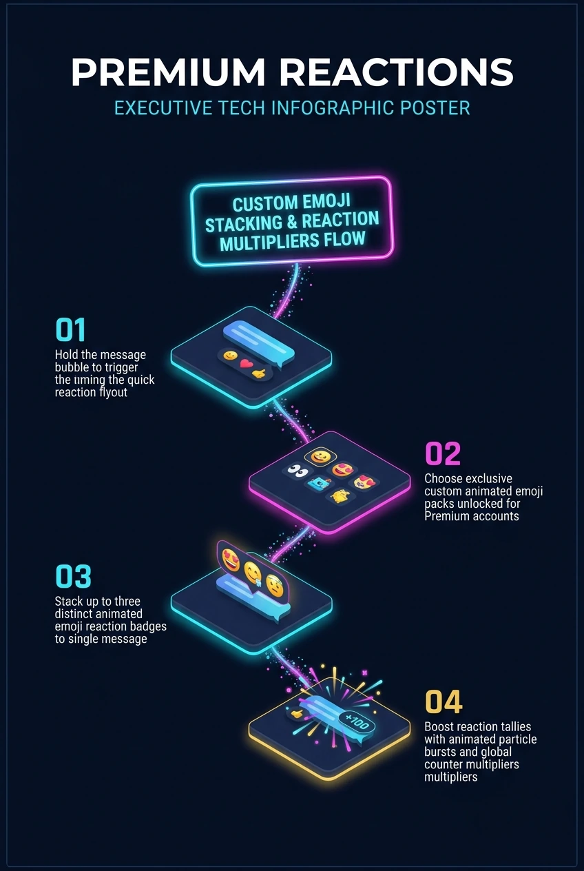 Infographic summarising Telegram Premium reactions and custom emoji responses