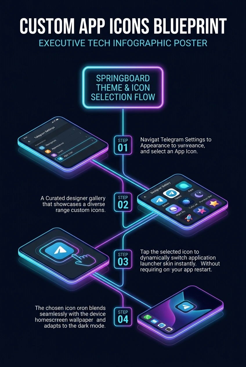 Infographic summarising Telegram custom app icons