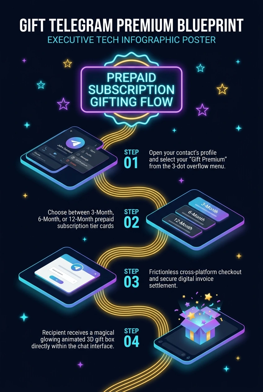 Infographic summarising gifting Telegram Premium and giveaways