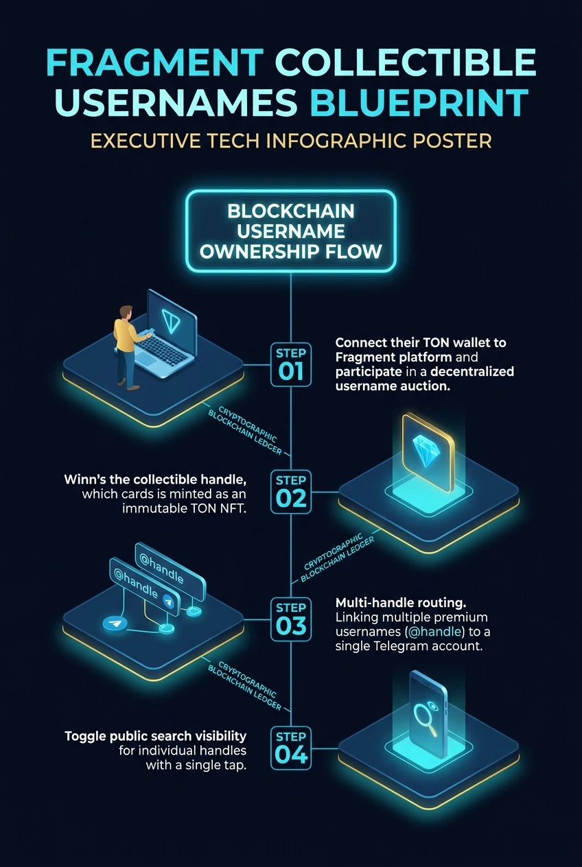 Infographic summarising Telegram collectible usernames on Fragment