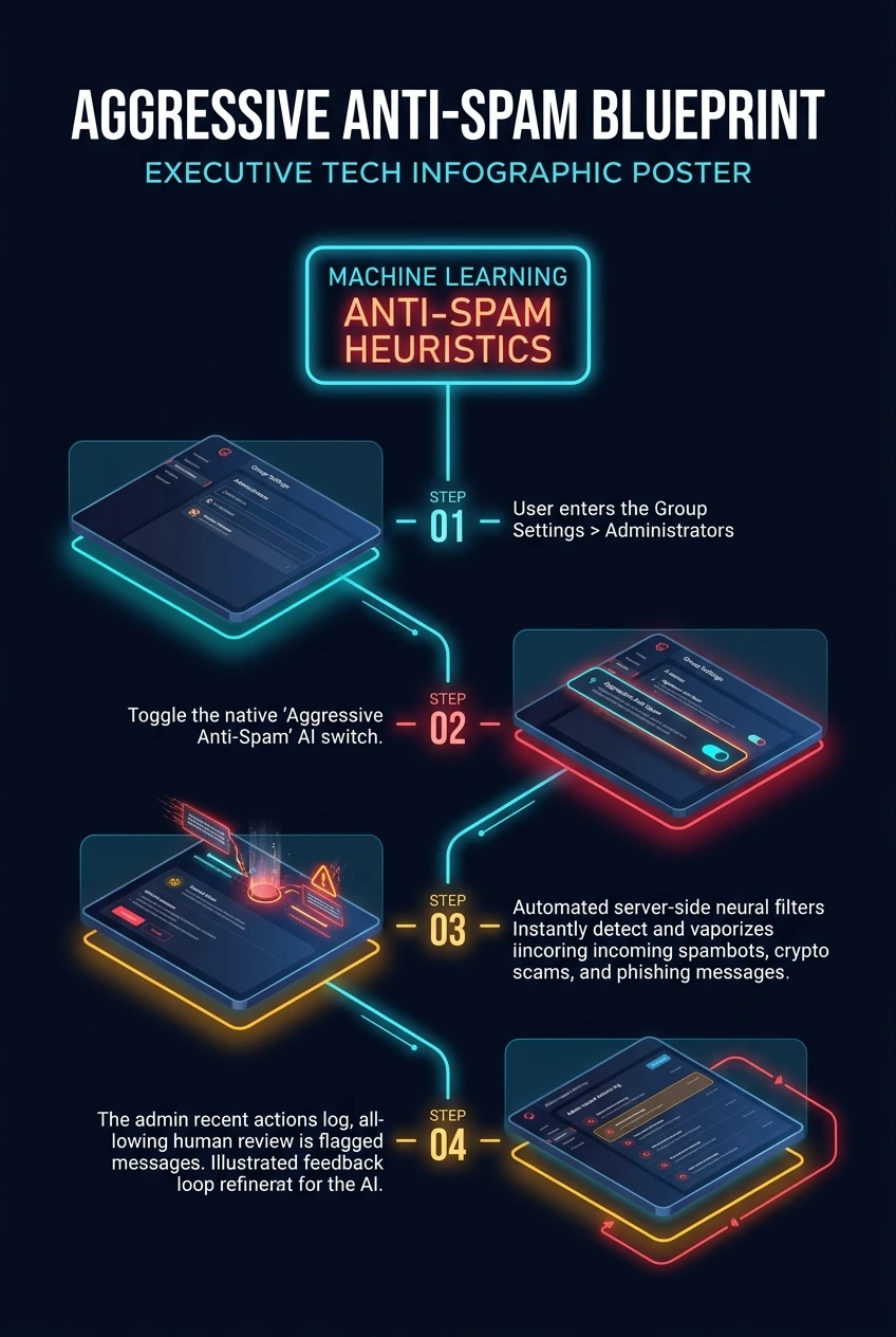 Infographic summarising Telegram aggressive anti-spam in groups