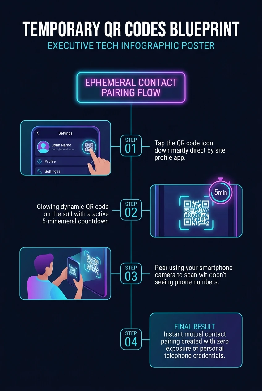 Infographic summarising Telegram QR codes for sharing contact details privately