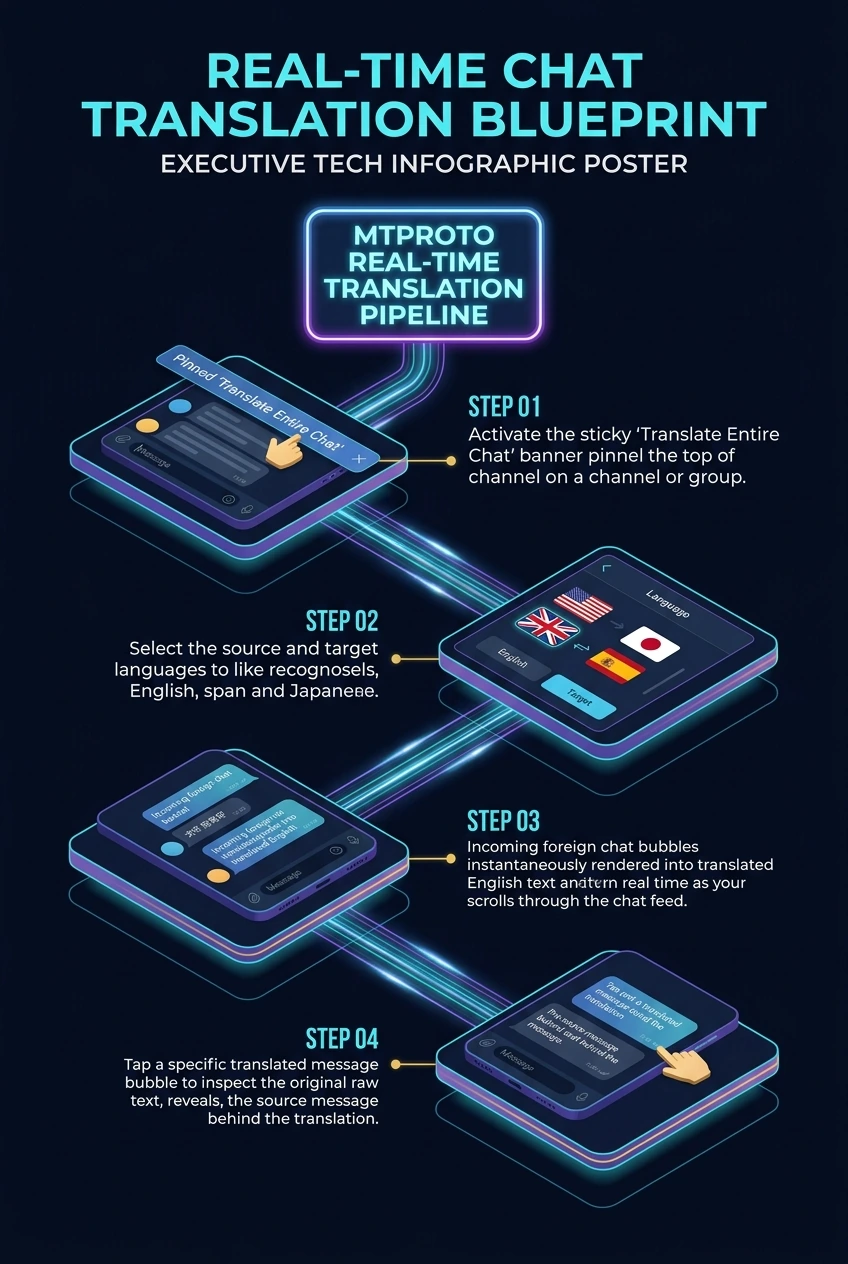 Infographic summarising Telegram real-time chat translation