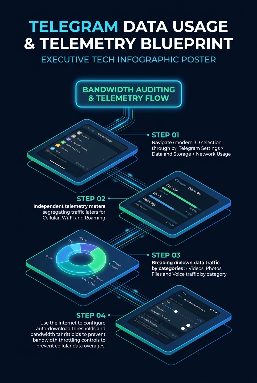 Infographic summarising Telegram data usage monitoring