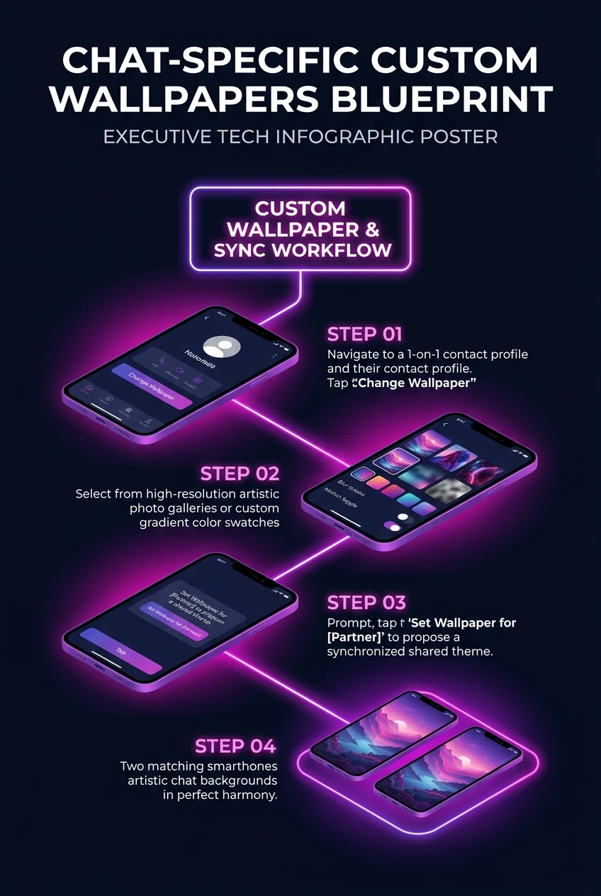 Infographic summarising chat-specific wallpapers in Telegram