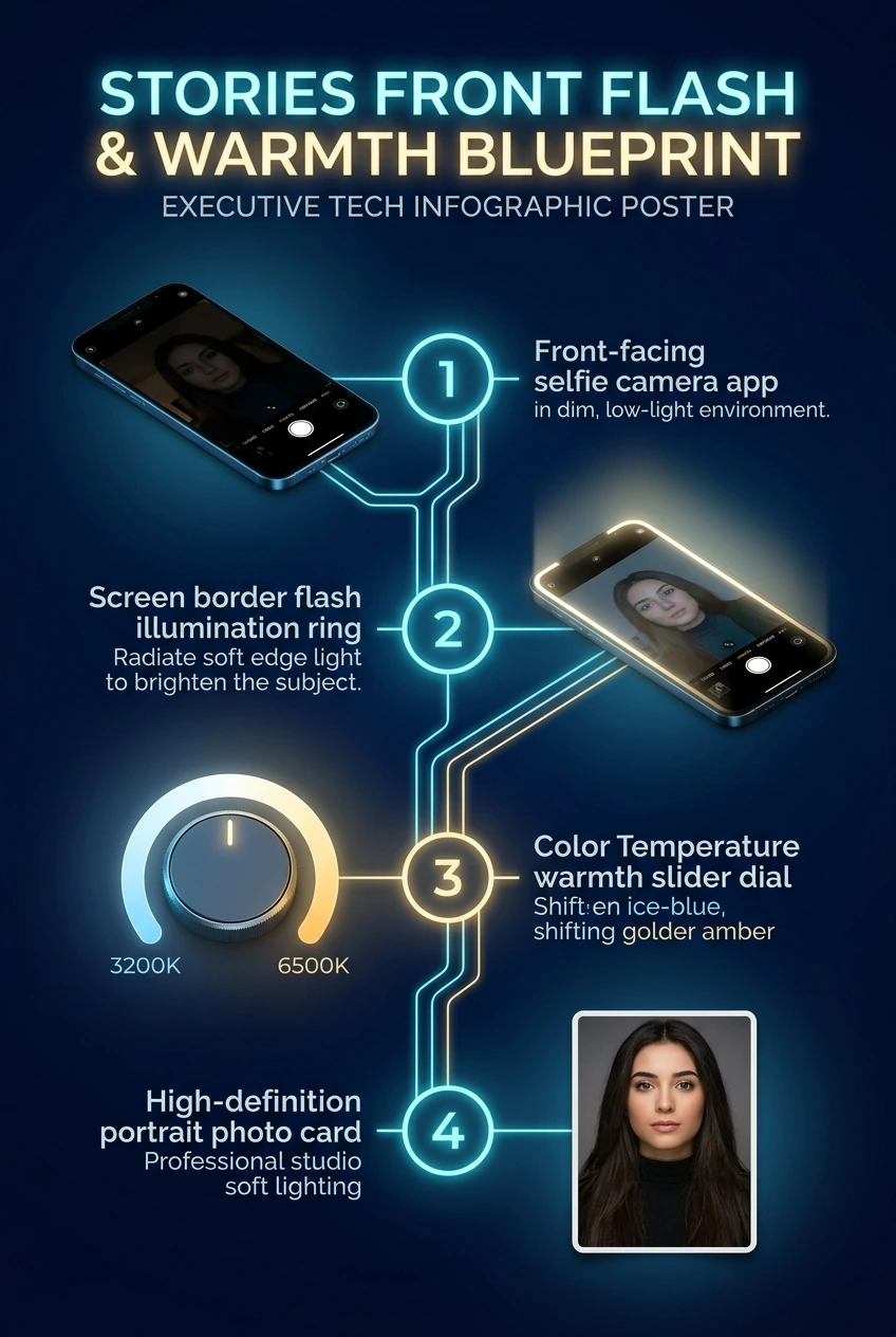Infographic summarising the Telegram stories front flash controls