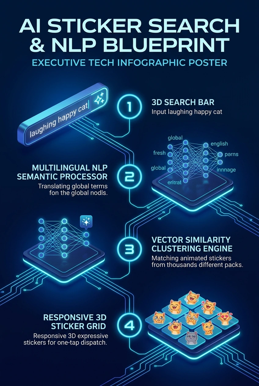 Infographic summarising sticker search in Telegram