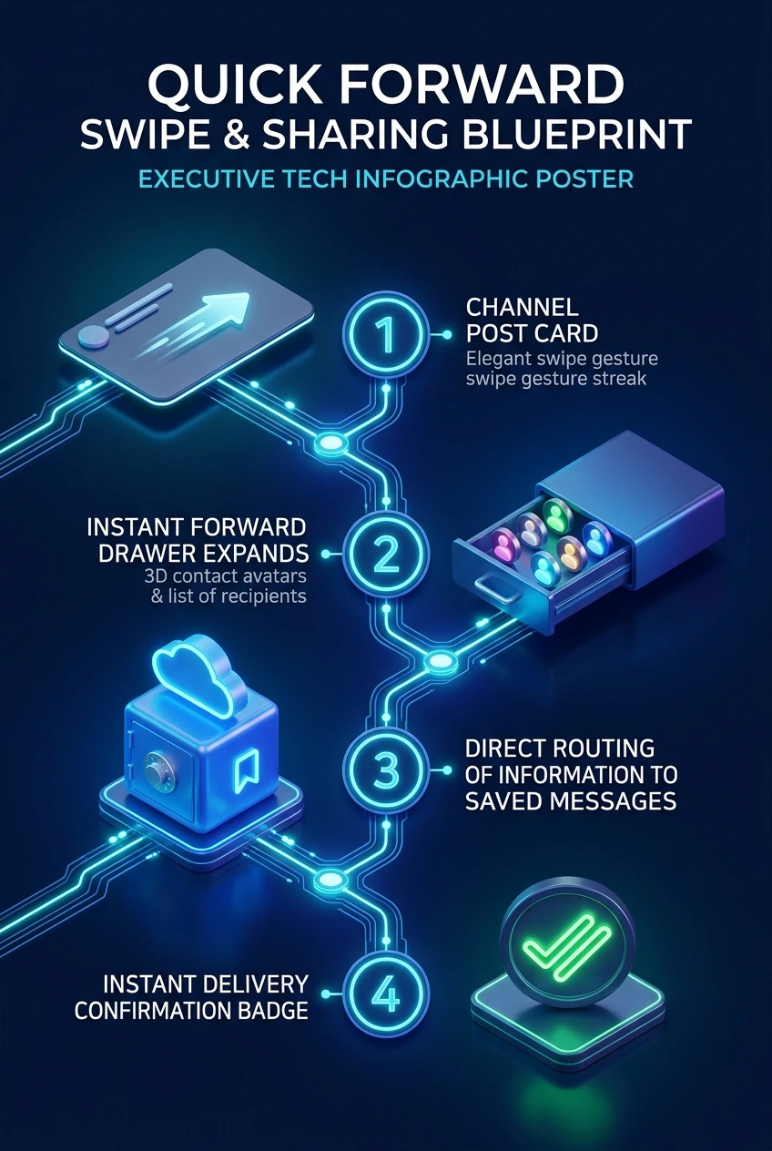 Infographic summarising the quick forward gesture in Telegram