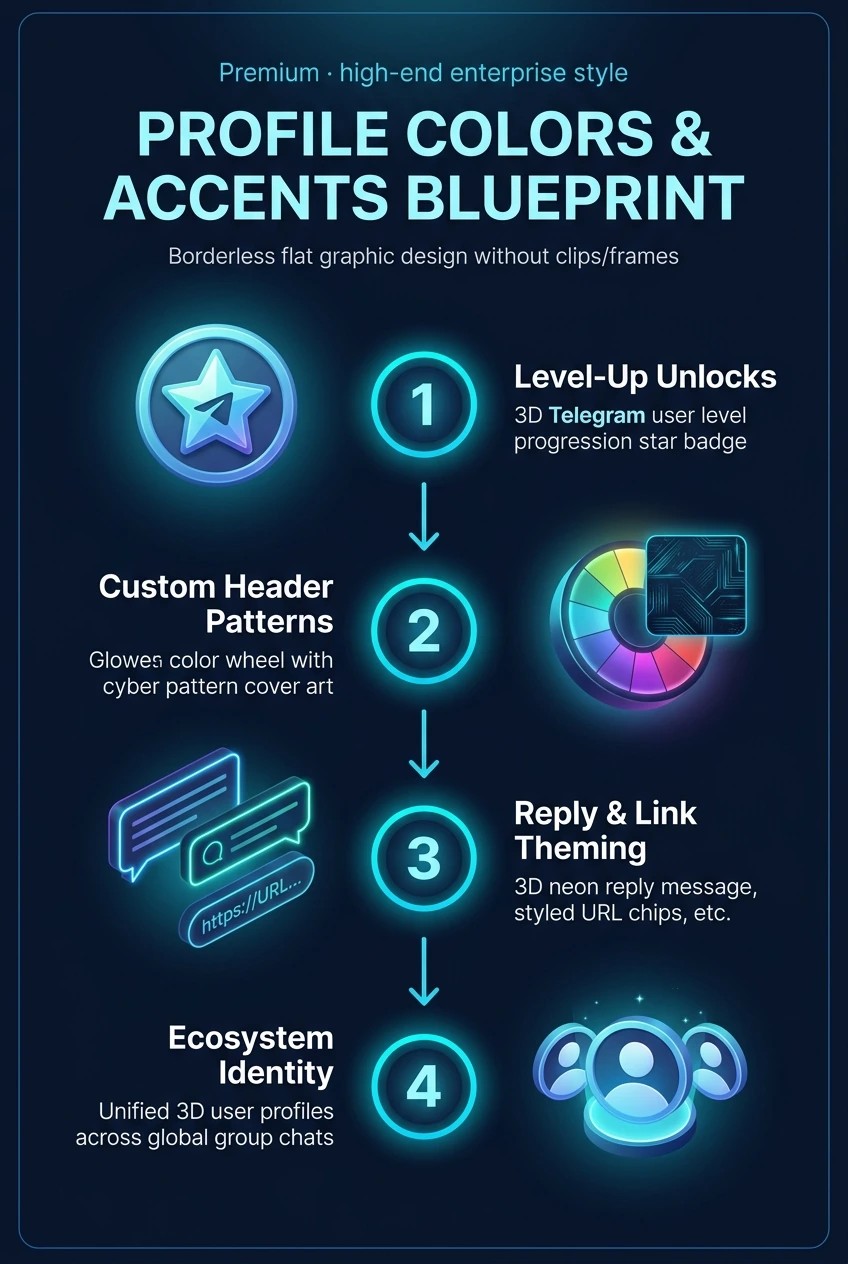 Infographic summarising collectible-linked profile colours in Telegram