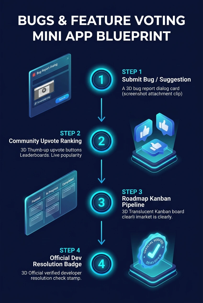 Infographic summarising the Telegram bugs and suggestions mini app