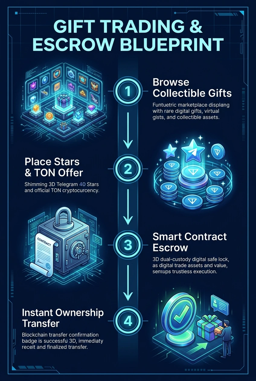 Infographic summarising gift purchase offers in Telegram