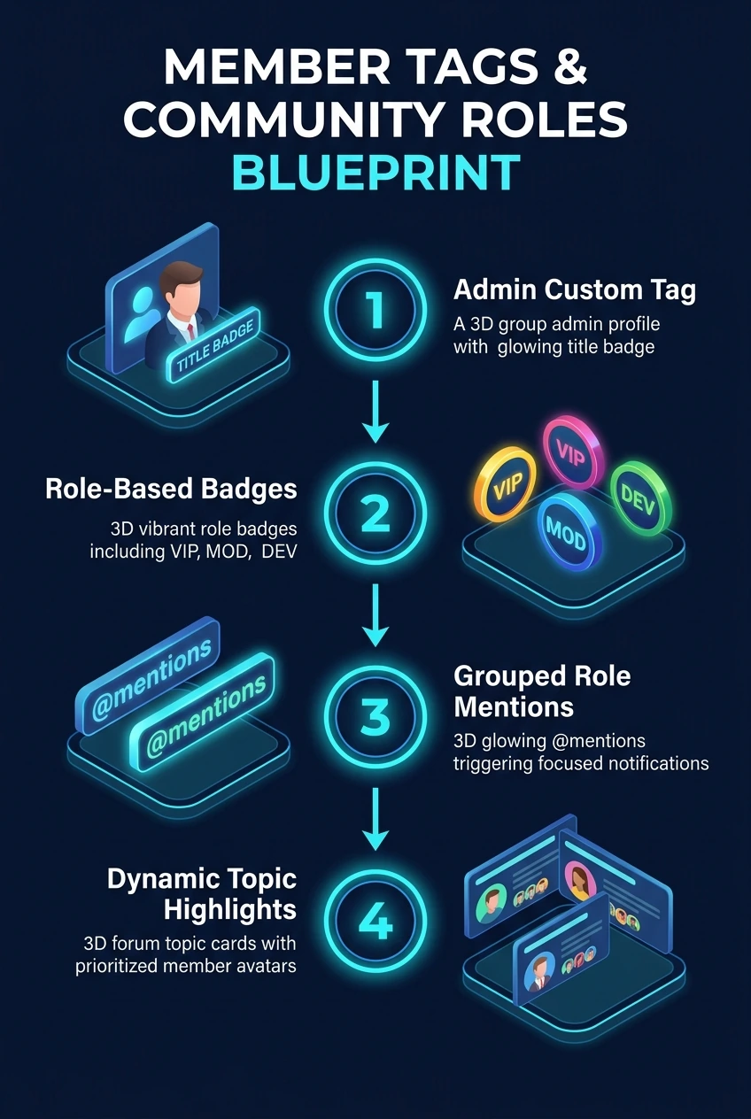 Infographic summarising member tags in Telegram groups