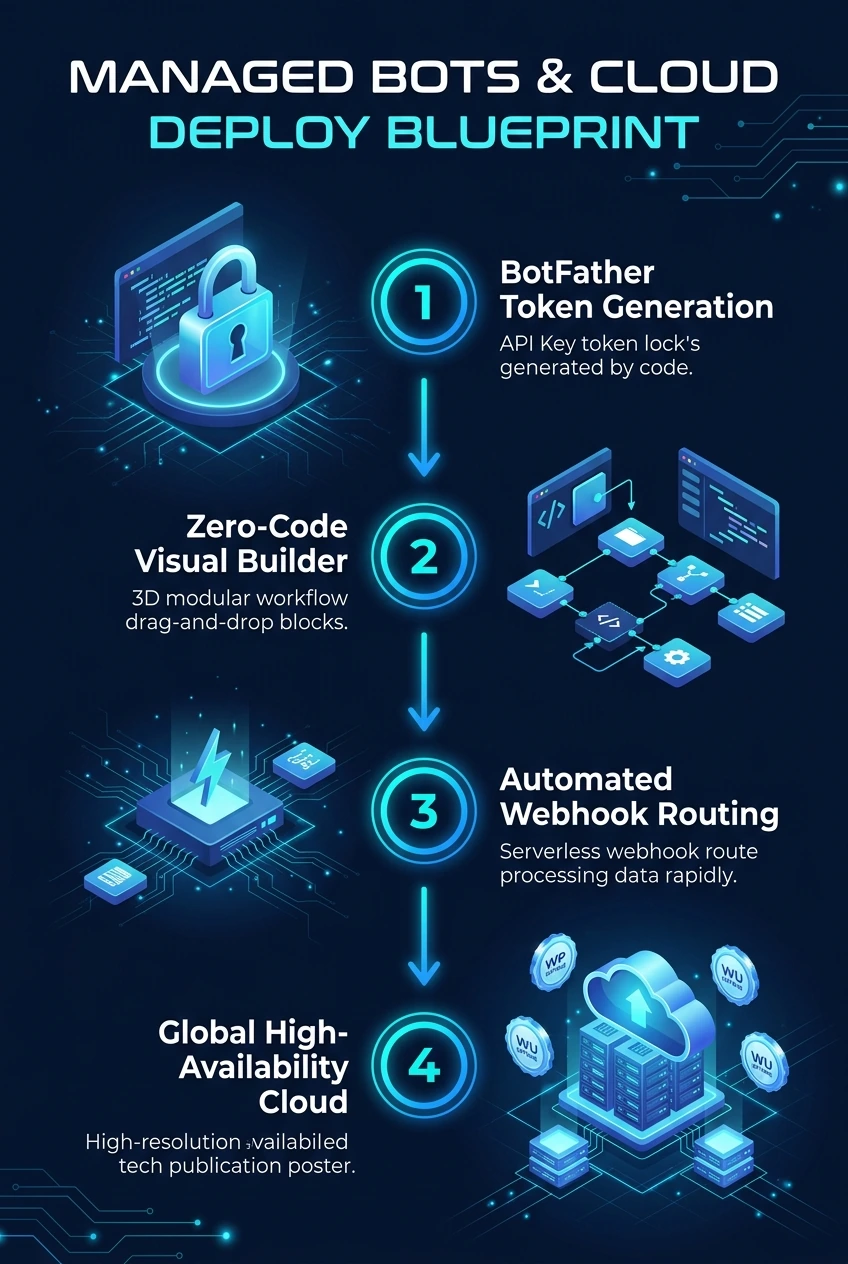 Infographic summarising managed and hosted Telegram bots