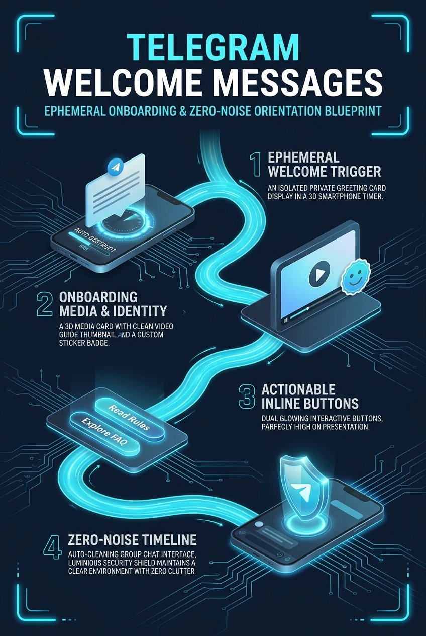Infographic summarising Telegram welcome messages and onboarding