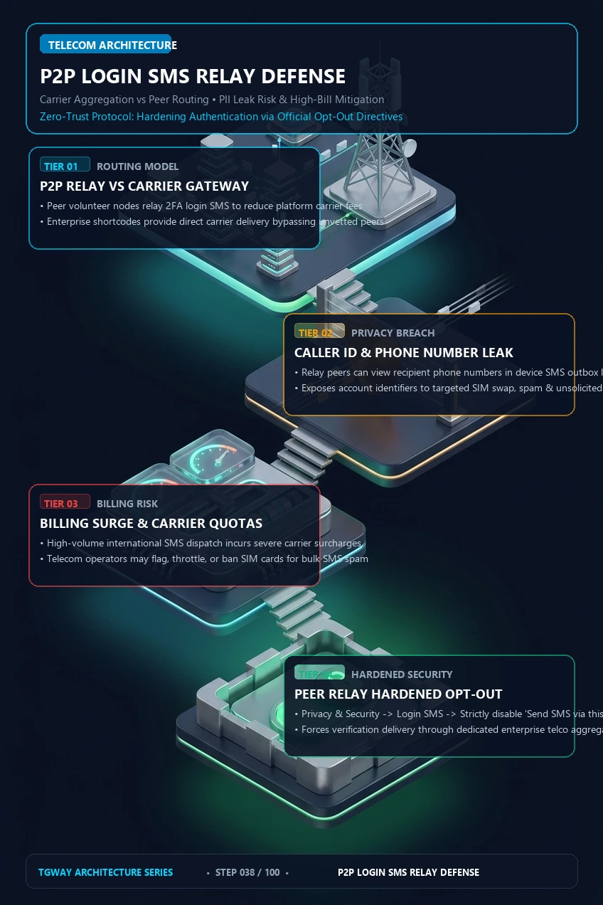 Telegram P2P SMS Relay Infographic Blueprint