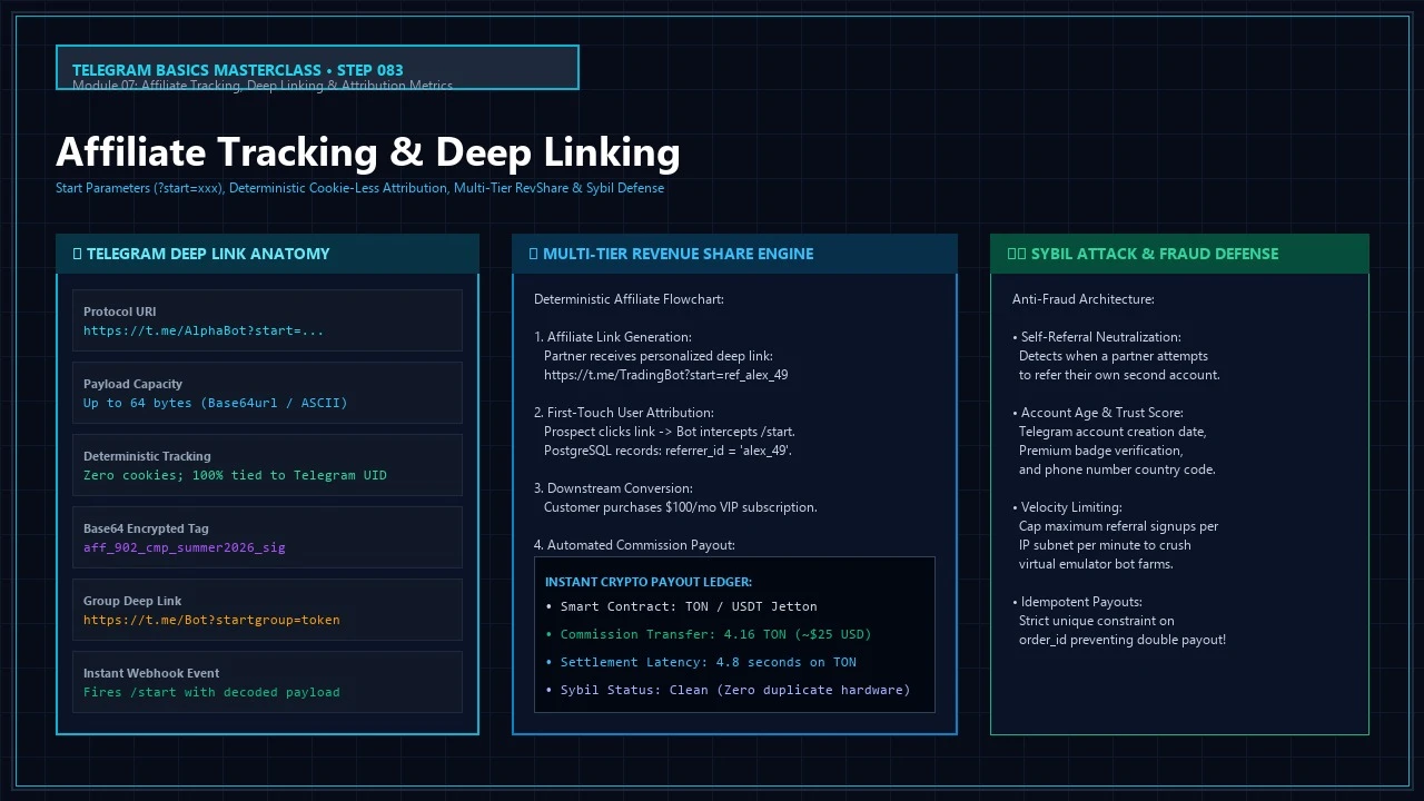 [Telegram 183] Affiliate Tracking & Deep Linking: Start Parameters, Attribution Metrics & Referral Funnel Architecture