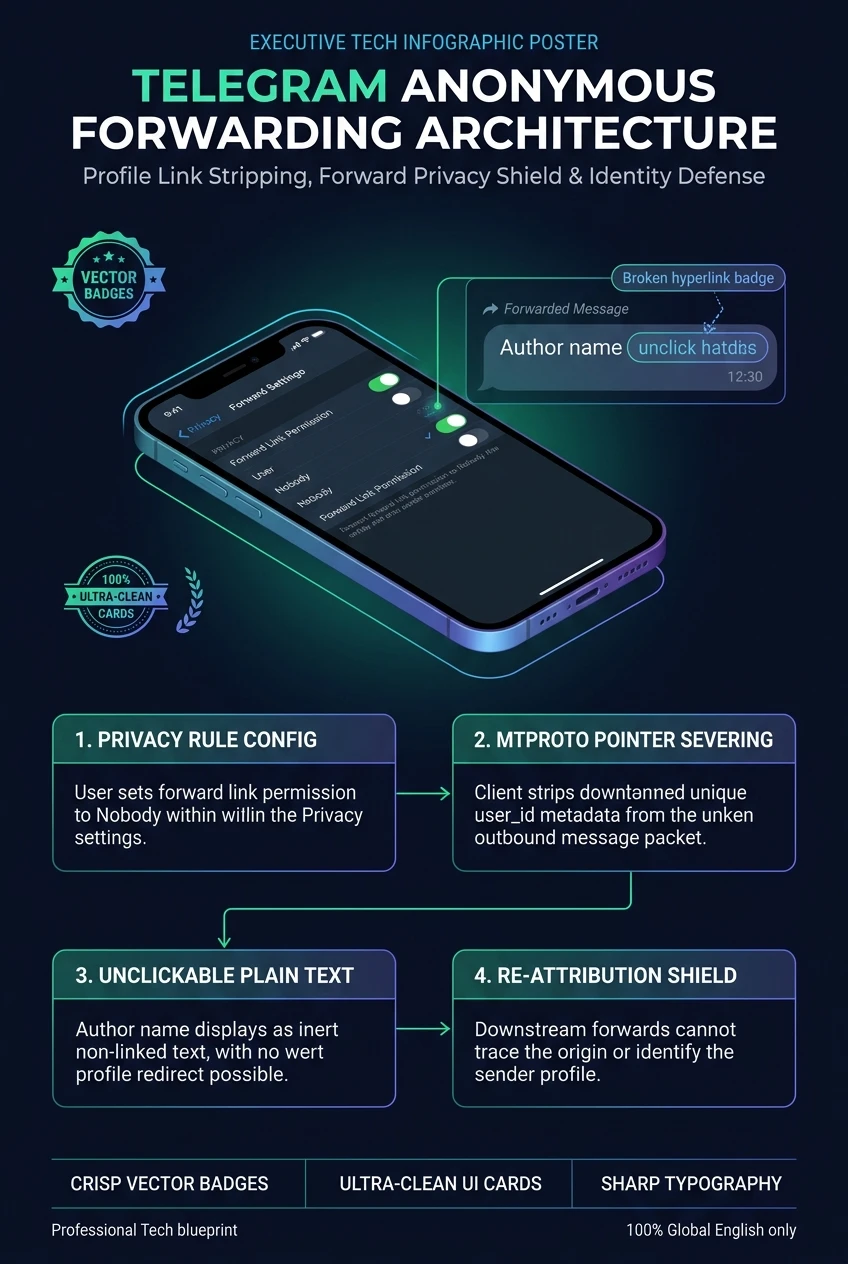 Telegram Anonymous Forwarding Architecture Infographic