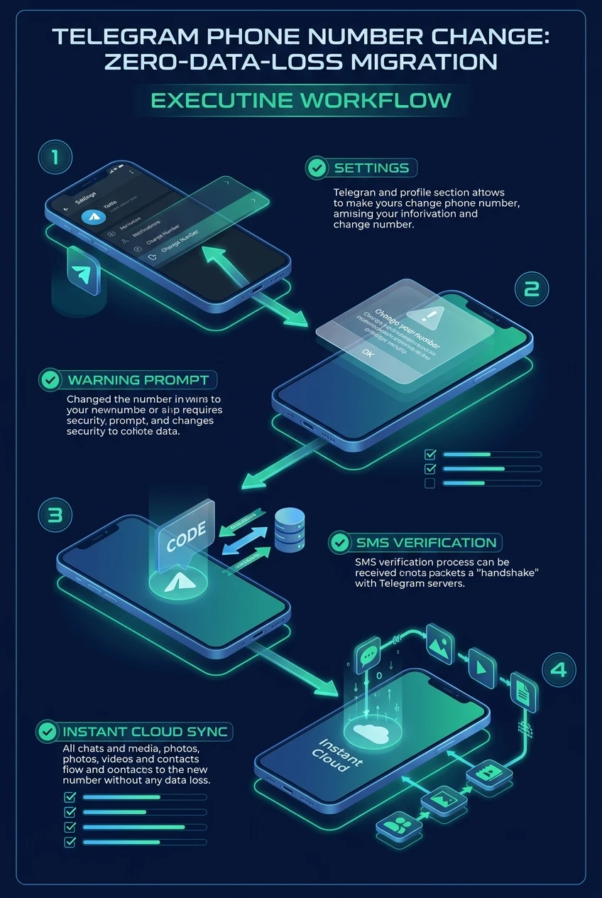 Telegram Phone Number Change Infographic Flowchart