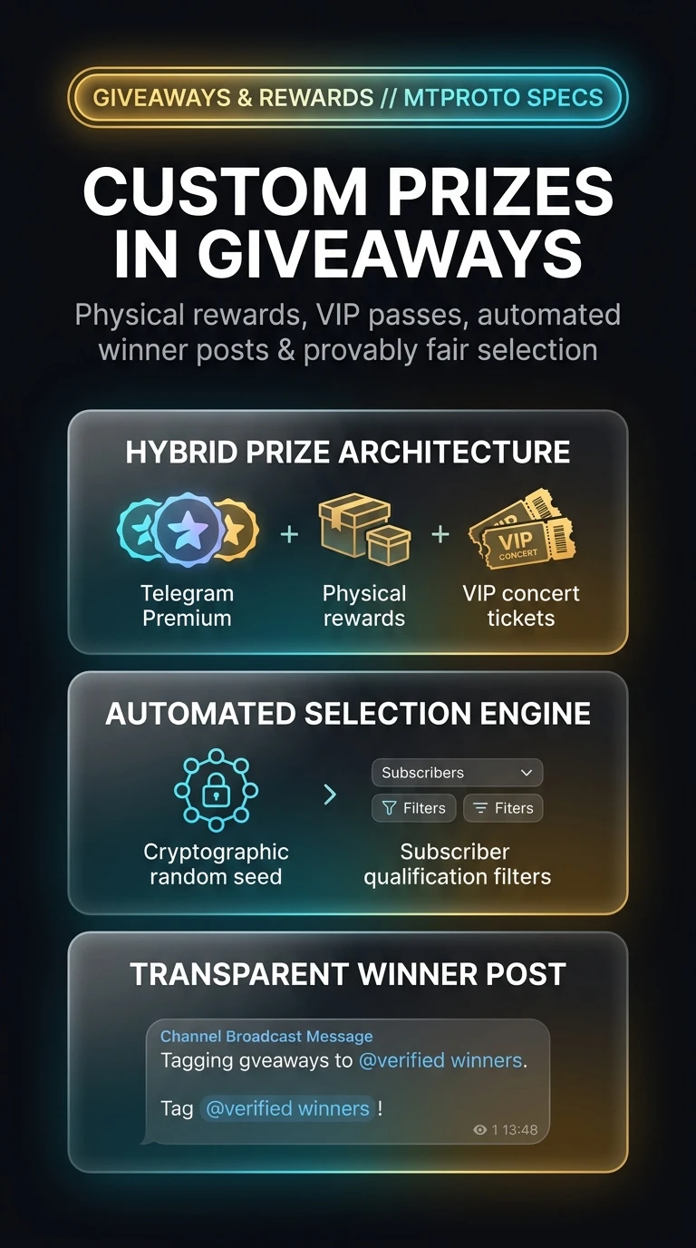 Telegram Custom Prizes Architecture Infographic