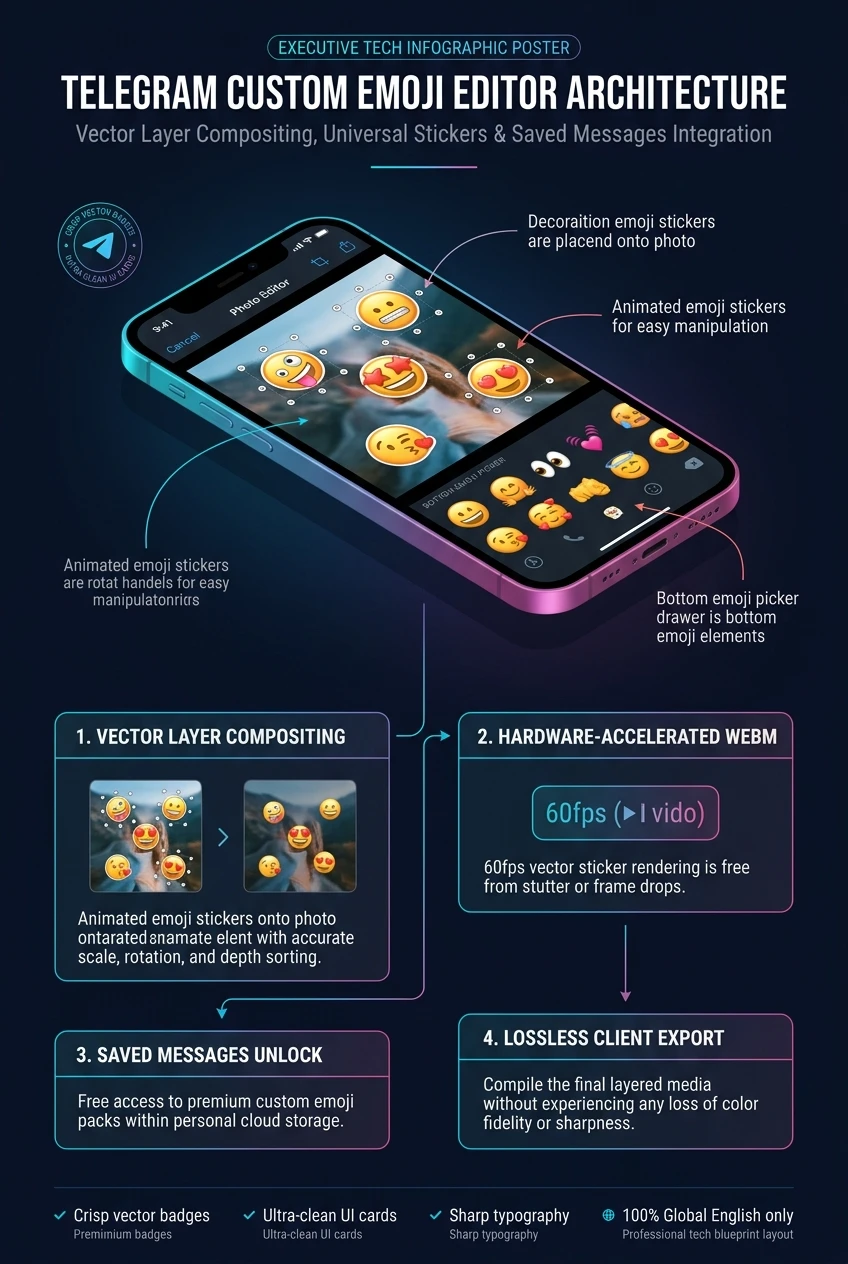 Telegram Media Editor Custom Emoji Architecture Infographic