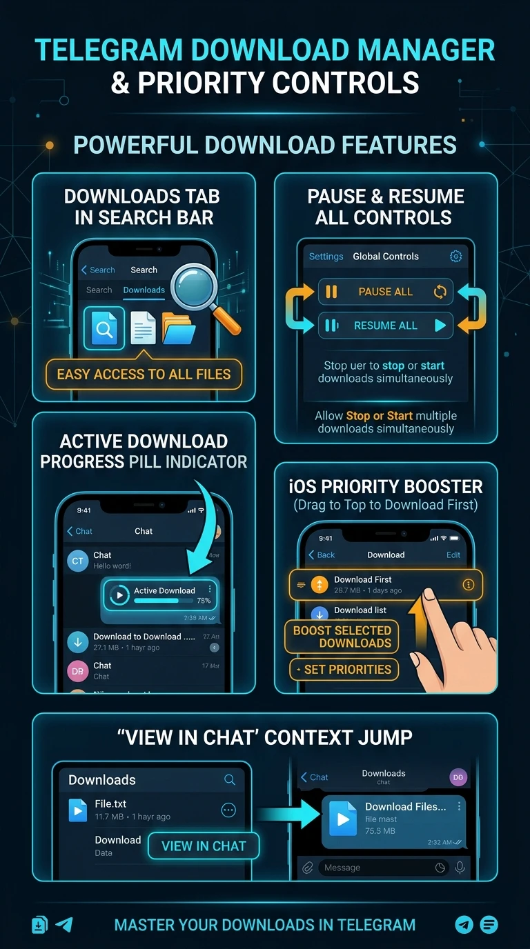 Telegram Download Manager Infographic