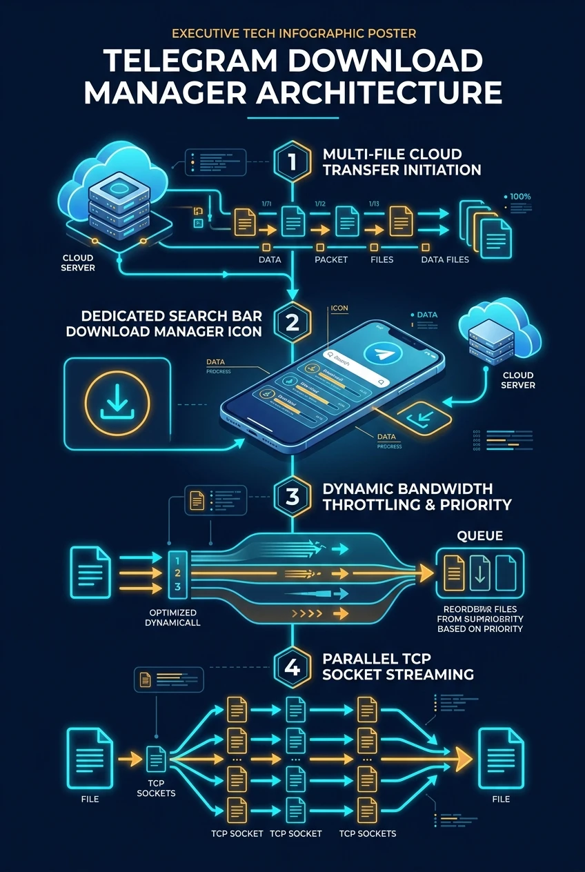 Telegram Download Manager Infographic Flowchart