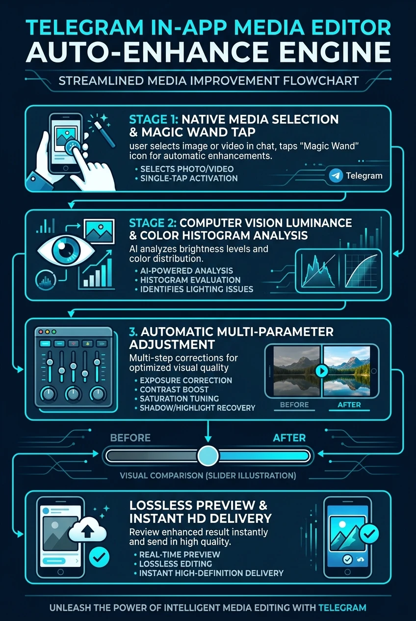 Telegram Media Editor Auto-Enhance Infographic Poster