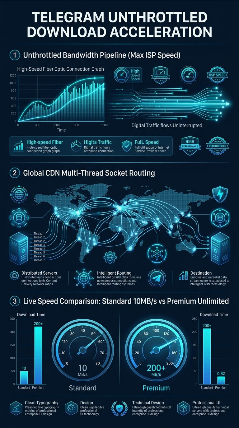 Telegram Faster Download Speeds Infographic
