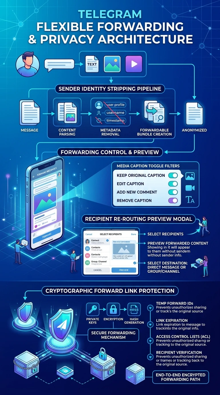 Telegram Flexible Forwarding Architecture Infographic