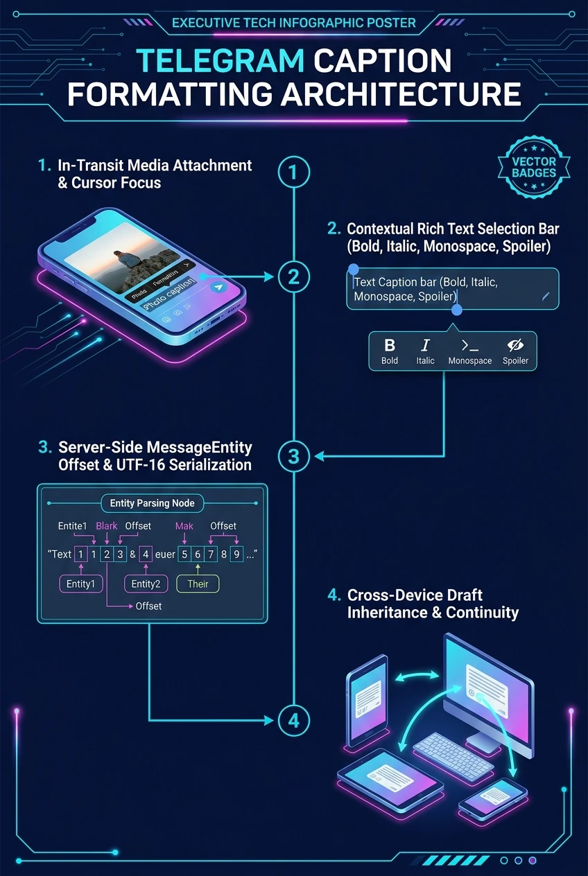 Telegram Caption Formatting Infographic Flowchart