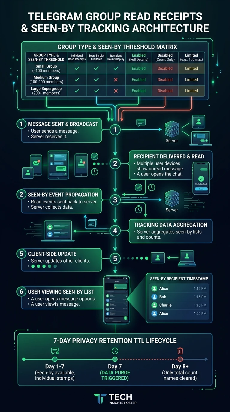Telegram Group Read Receipts Architecture Infographic