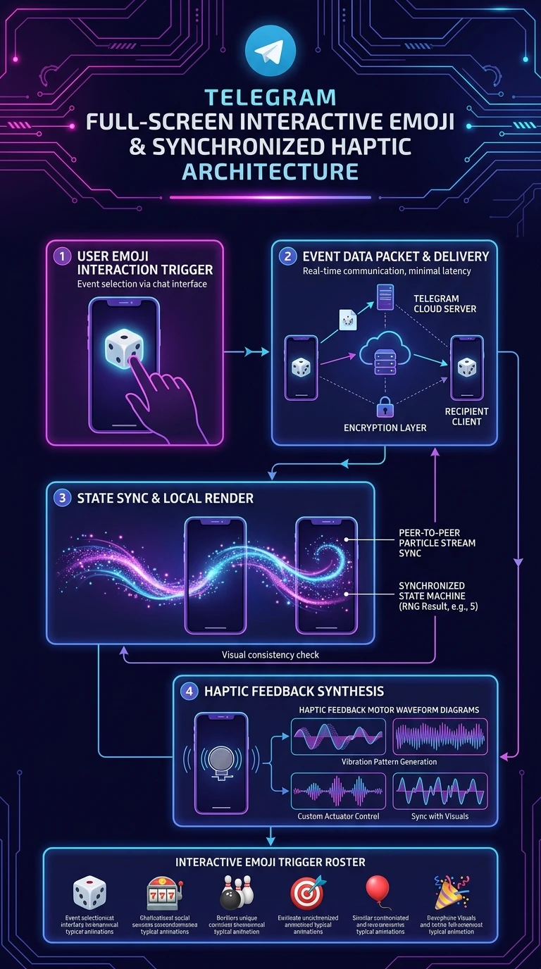 Telegram Full-Screen Interactive Emoji Architecture Infographic