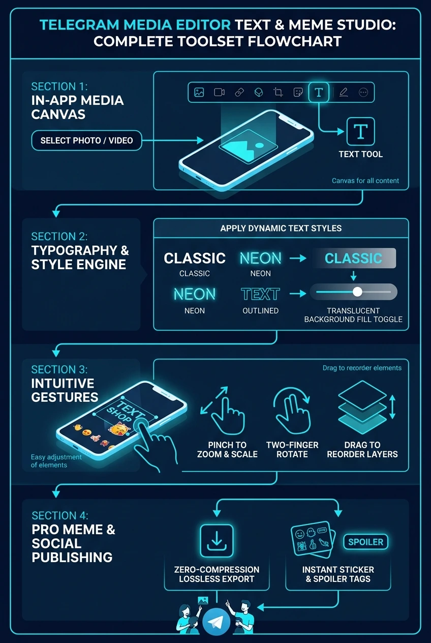 Telegram Media Editor Text Toolset Architecture Infographic Flowchart
