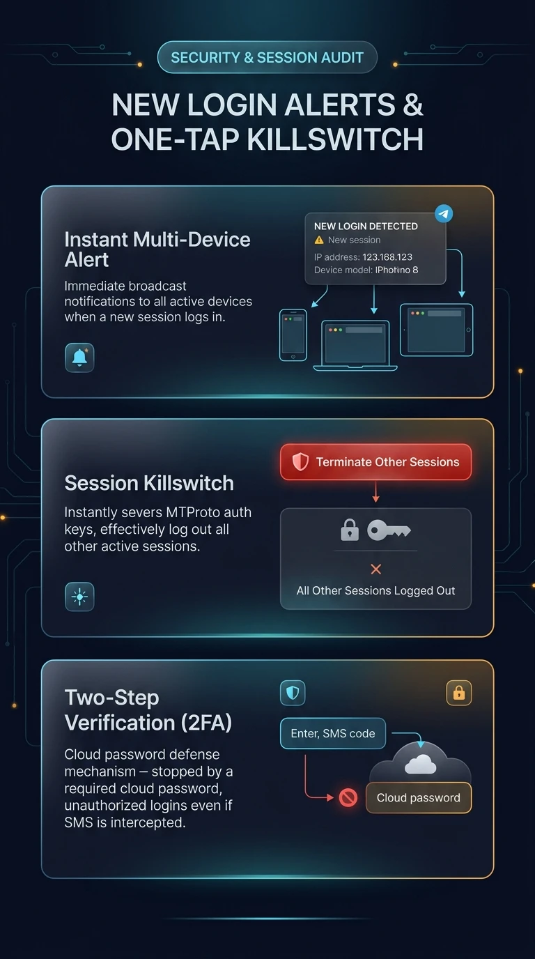 Telegram New Login Alerts Infographic