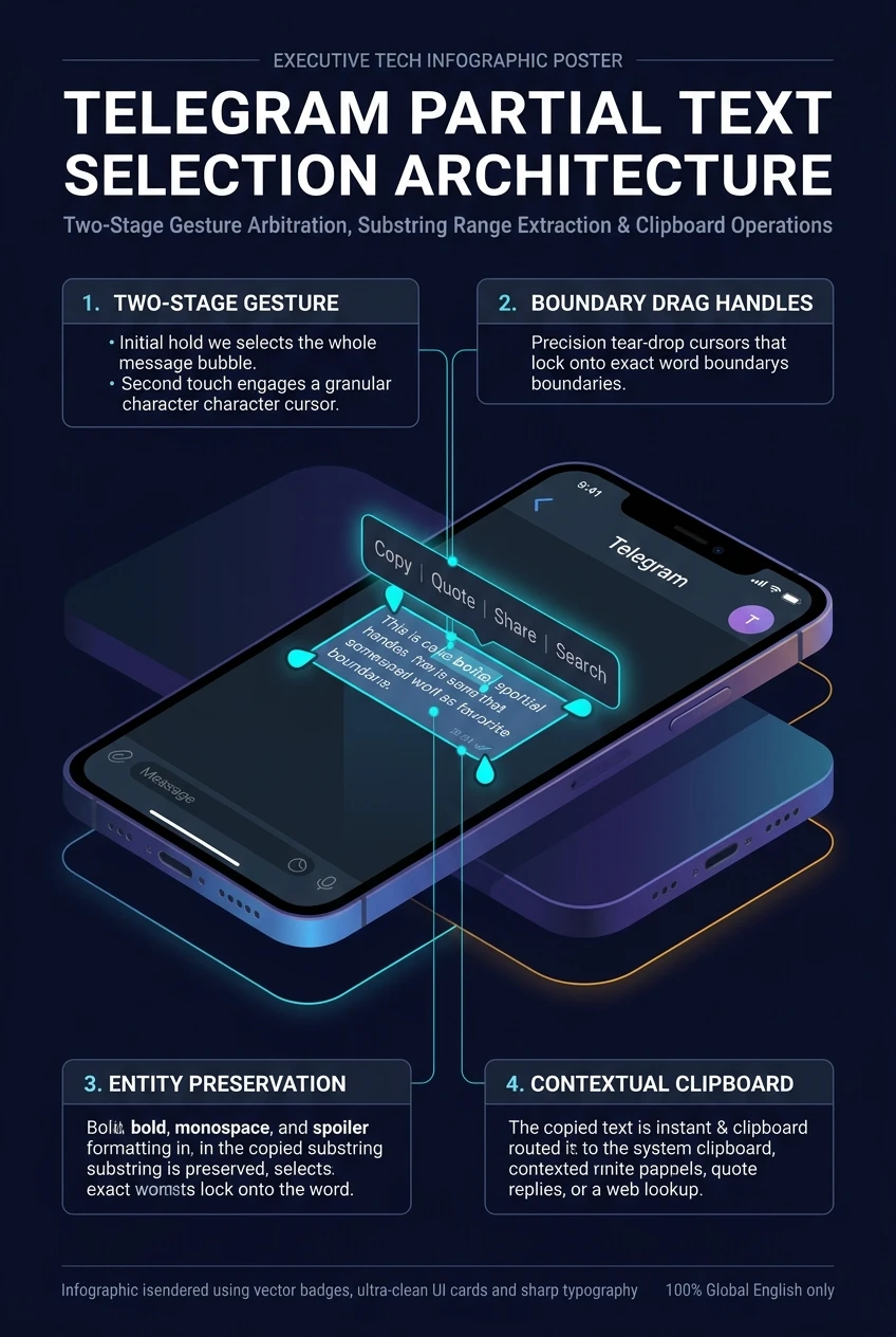 Telegram Partial Text Selection Architecture Infographic