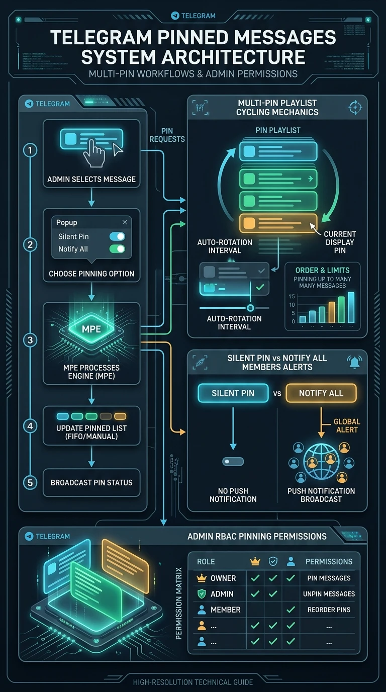 Telegram Pinned Messages & Navigation Directory Infographic