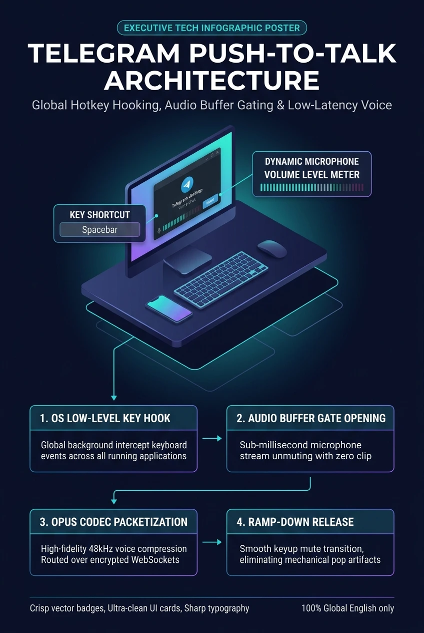 Telegram Push-to-Talk Architecture Infographic