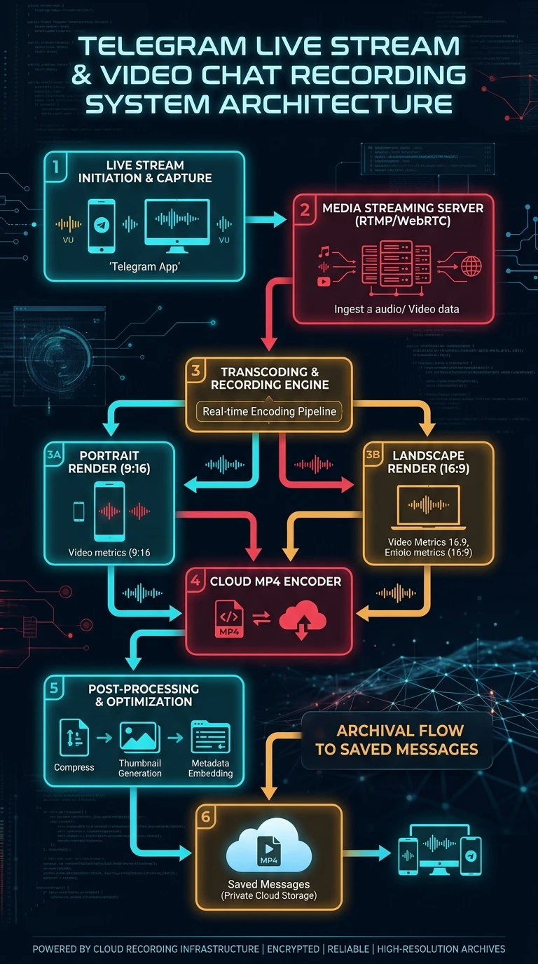Telegram Live Stream Recording Architecture Infographic