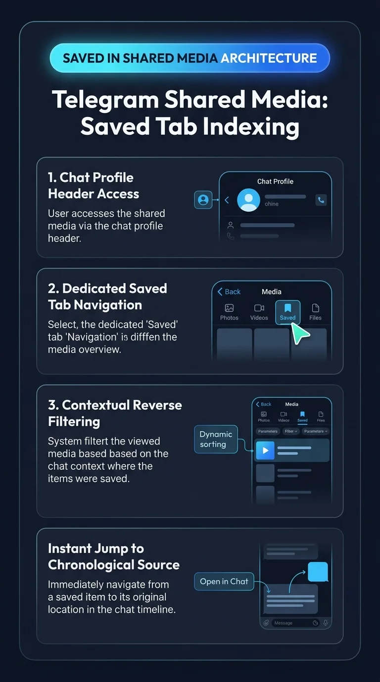 Telegram Shared Media Saved Tab Indexing Infographic
