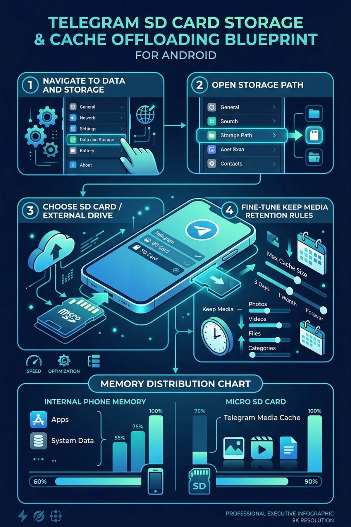 Telegram Android SD Card Storage Infographic