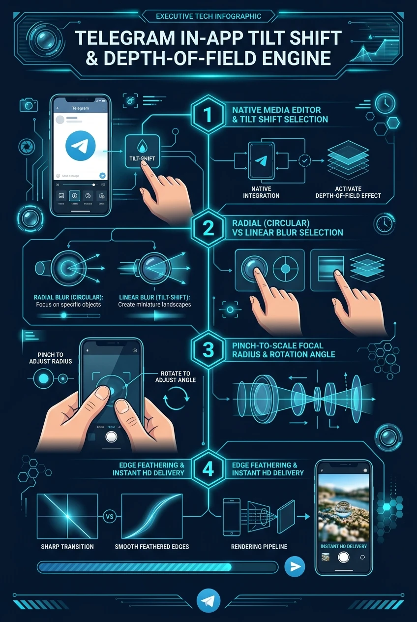 Telegram Tilt Shift and Depth of Field Infographic Poster