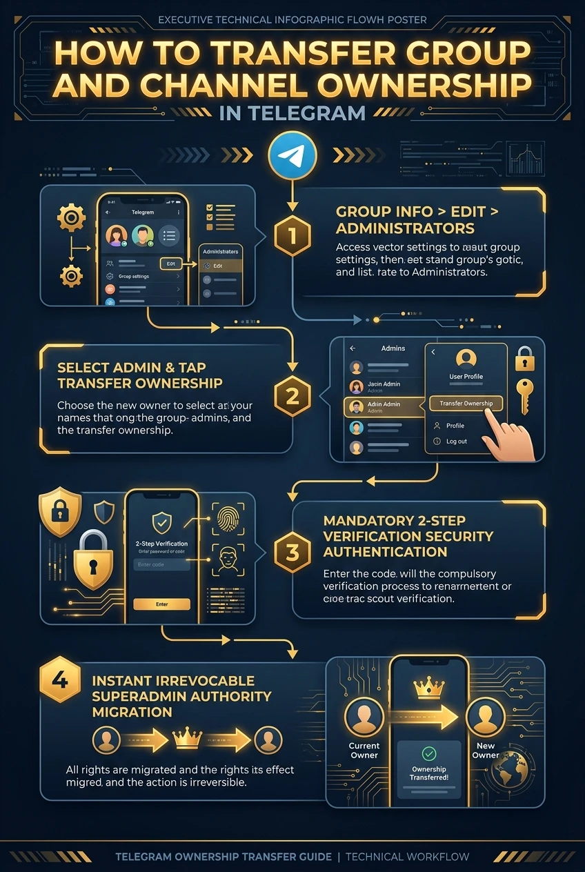 How to Transfer Group and Channel Ownership in Telegram Infographic
