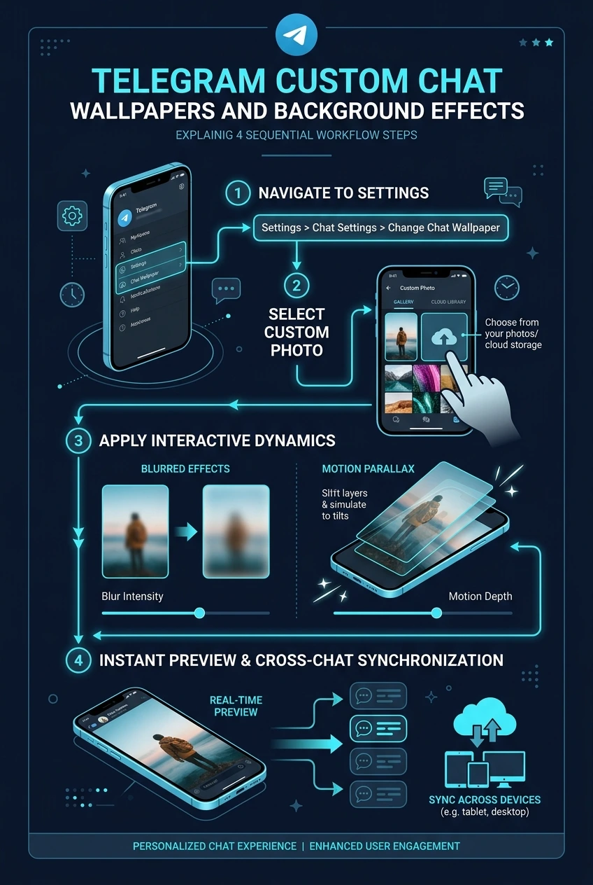 Telegram Chat Wallpapers and Dynamic Background Effects Infographic Poster