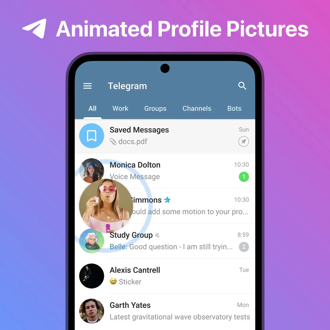 Telegram Premium: Animated Profile Pictures