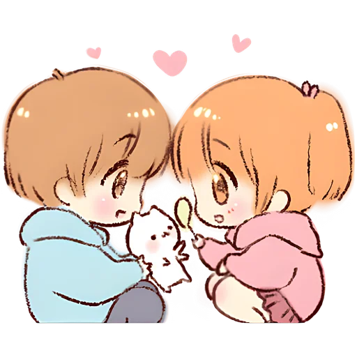 Cute Chibi Couple Telegram Sticker #14 - Cute Chibi Couple #14
