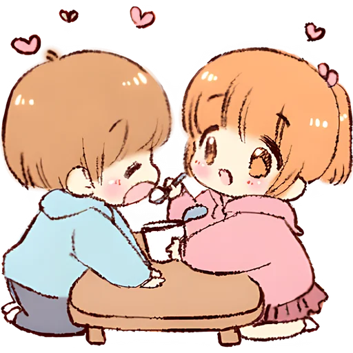 Cute Chibi Couple Telegram Sticker #23 - Cute Chibi Couple #23