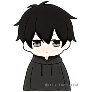 Indifferent Black-Haired Boy
